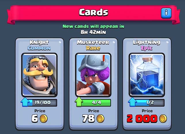 Clash royale deals card shop cycle