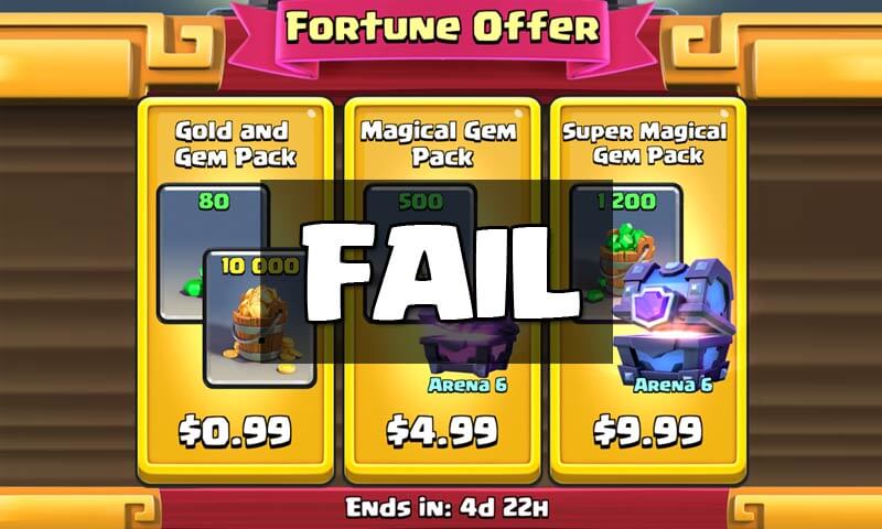 Clash Royale Buying Gem Gold Pack FAIL