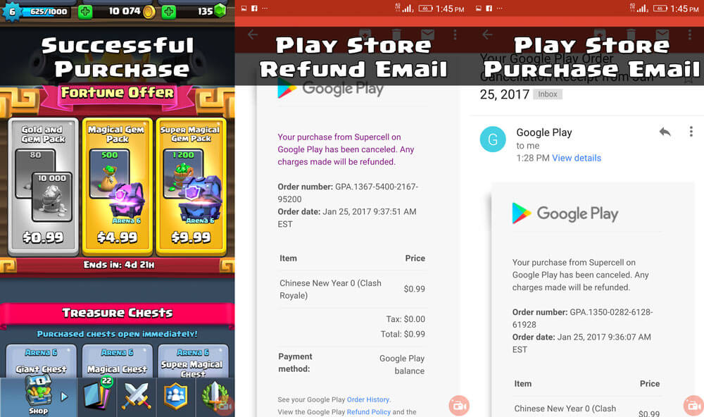 Clash Royale In-App Purchase BUG Fixed Money Refunded